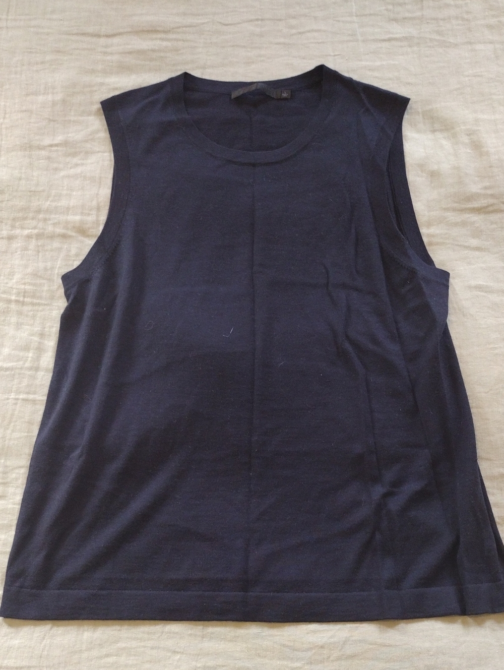 Jenni Kayne Navy Sleeveless Merino Wool Crewneck Tank Size Large